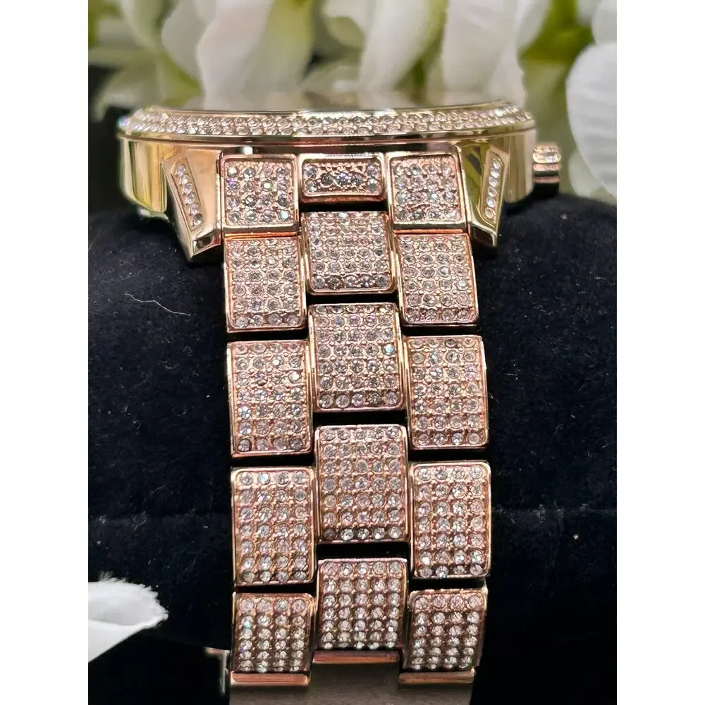 Michael Kors MK6933 Bradshaw Extreme Glitz Rose Gold Pave Chain Link Watch